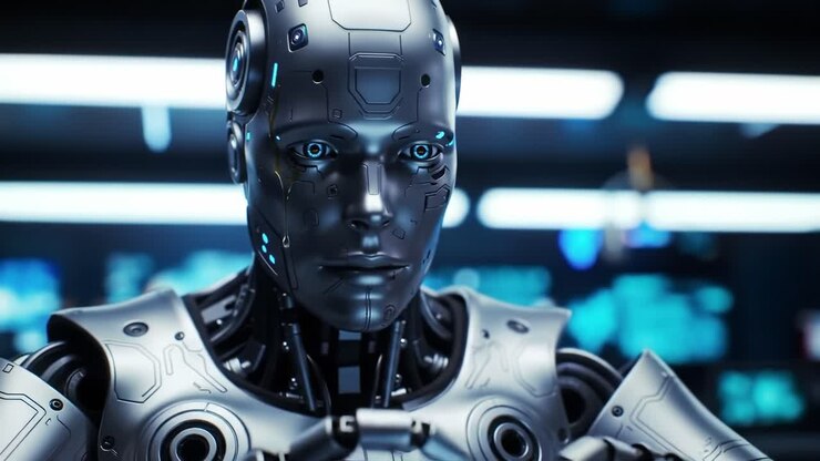 Primo piano di un robot futuristico