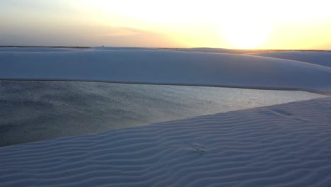 lençois maranhenses, maranhao, brazil. sunset aerial landscape of brazilian national park. sand dunes and rainwater lakes