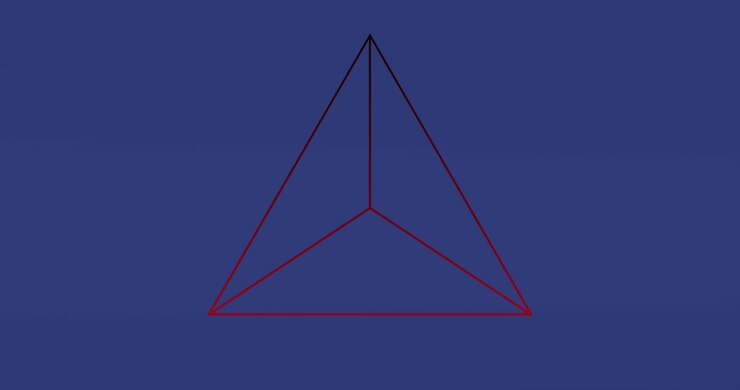 Animazione di un triangolo in movimento su sfondo blu.