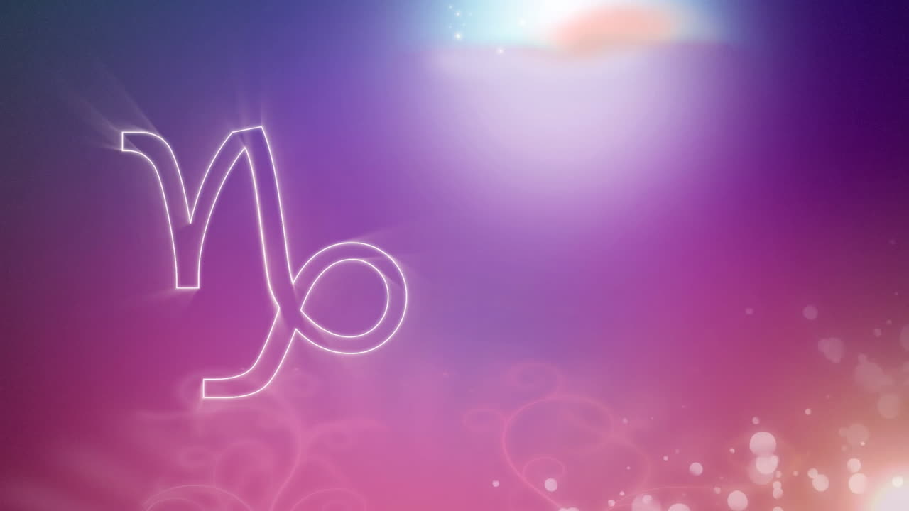 보라색 에서 분홍색 의 배경 에 있는 염소자리 별자리