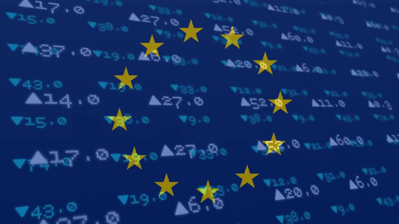 배경의 데이터 처리에 대해 회전하는 노란색 별