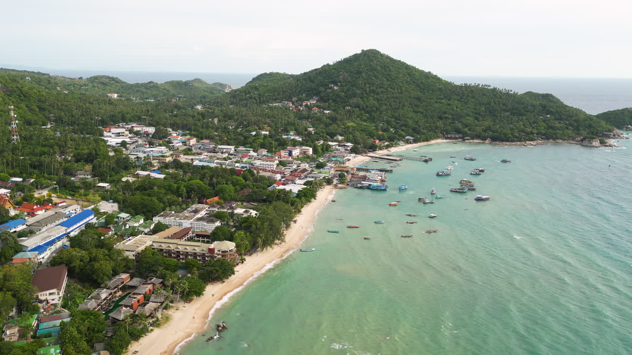 Aerial over Sairee Beach, Koh tao, Surat Thani, Thailand