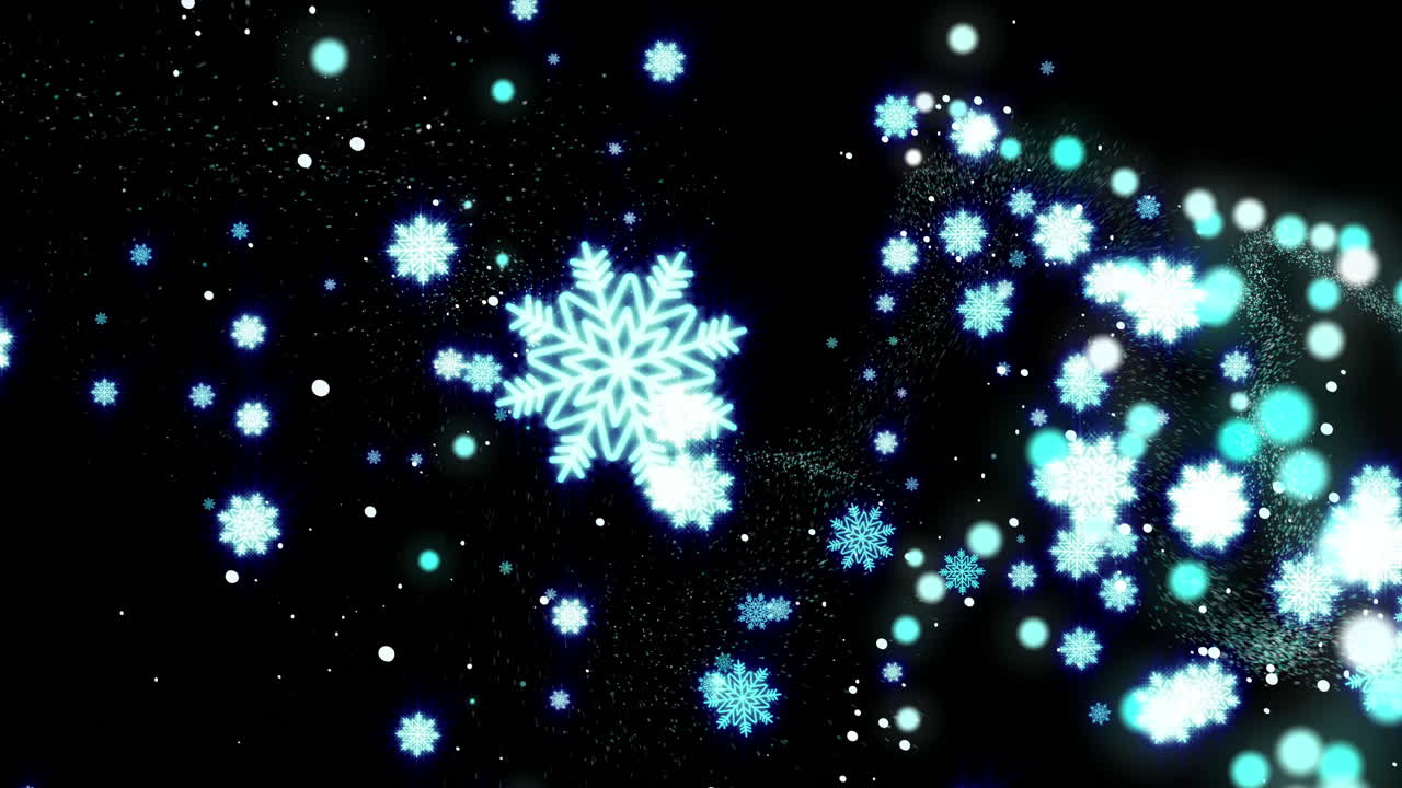 Magiske blå snøflak og lyspartikler animasjon