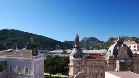 titl down view over the cartagena town hall, spain