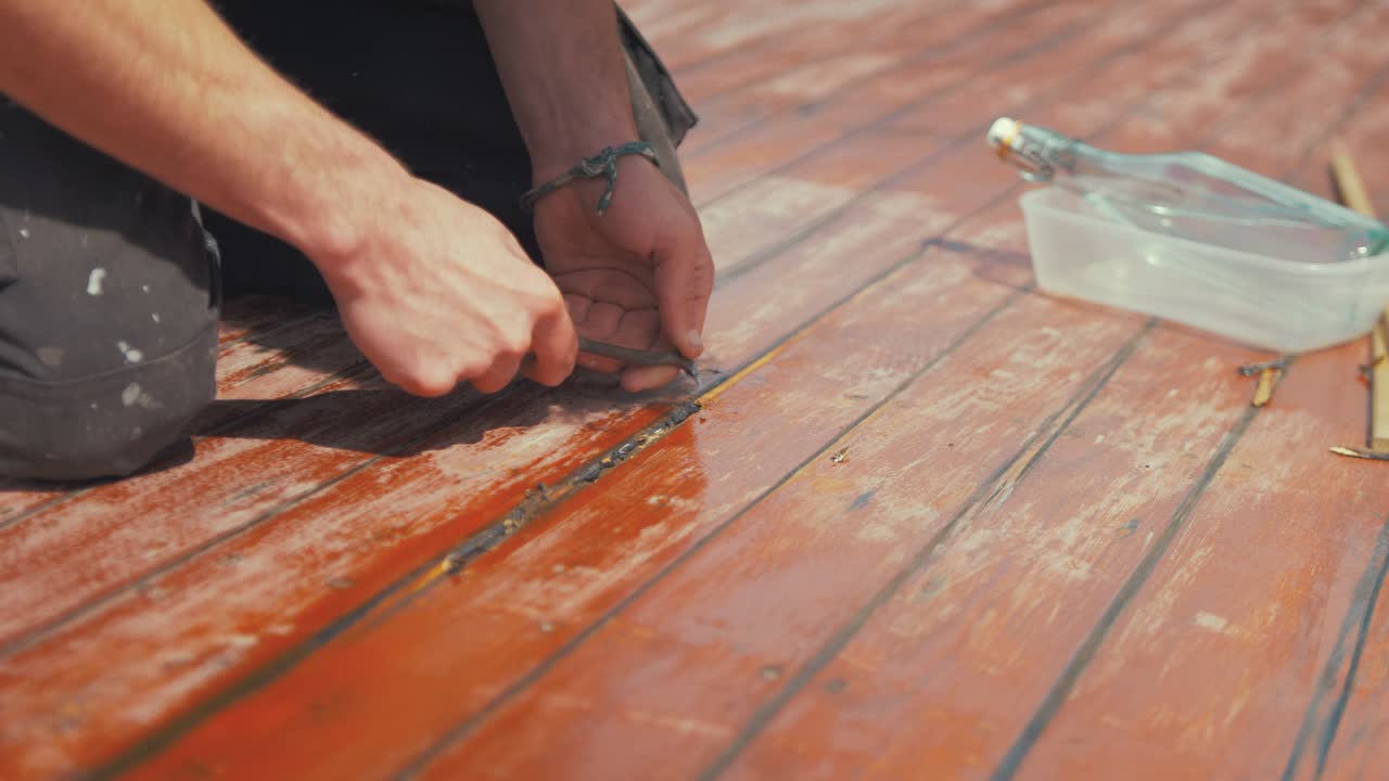 Removing old sikaflex sealant repairing roof plank join