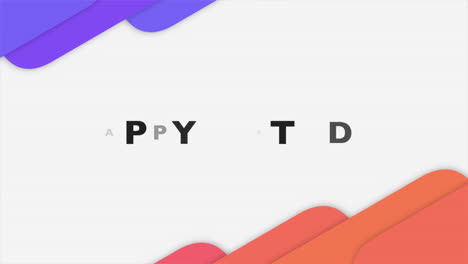 tarjeta de cumpleaños geométrica colorida con diseño moderno y texto de feliz cumpleaños en múltiples colores