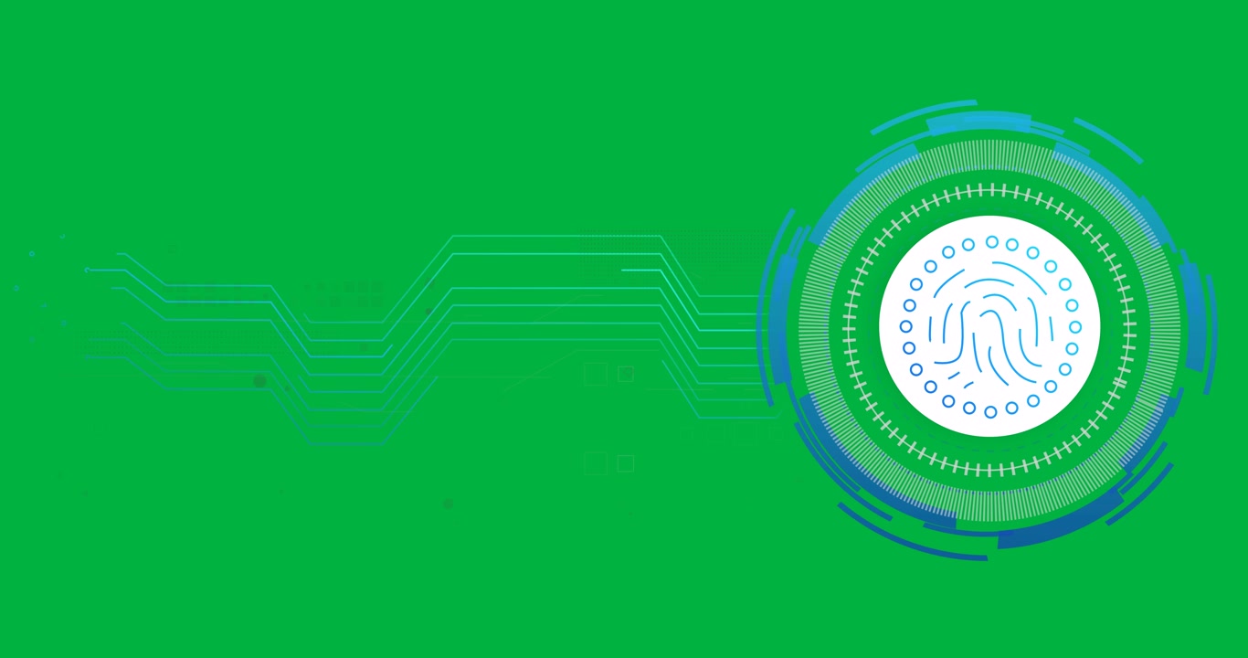 Animation of scope scanning with computer circuit board icon over transparent background