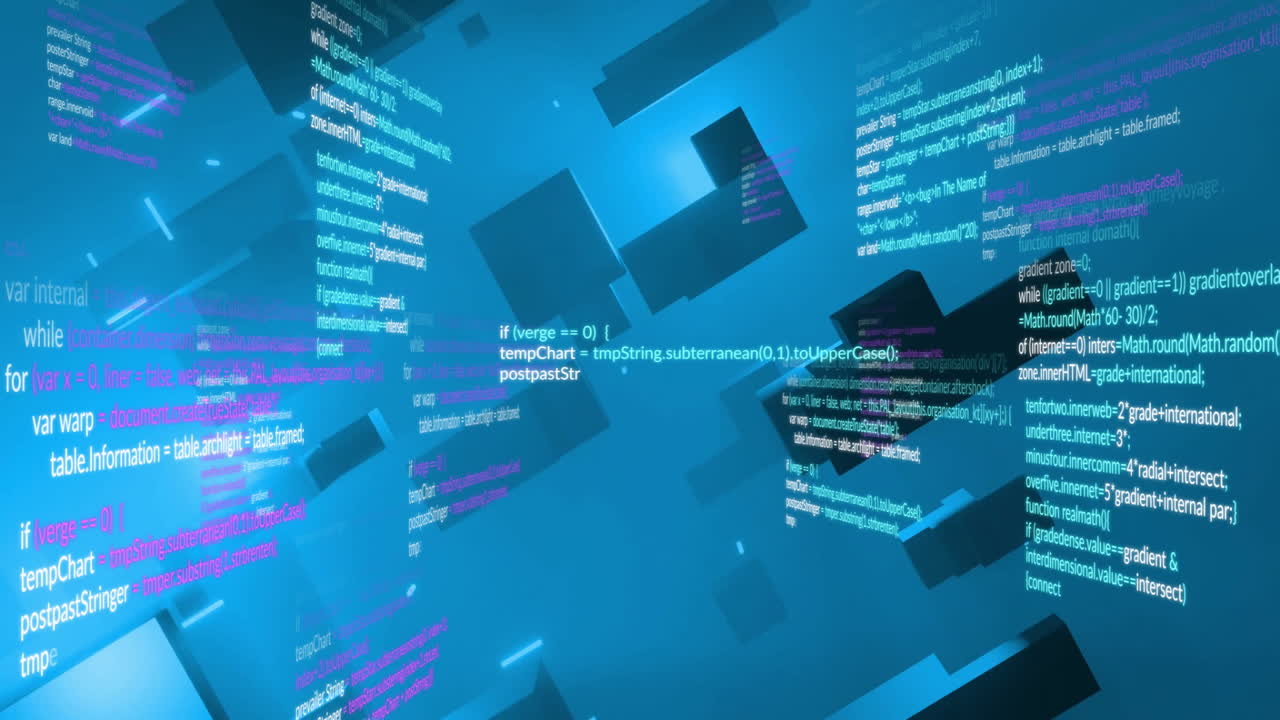 animación del procesamiento de datos sobre formas en movimiento