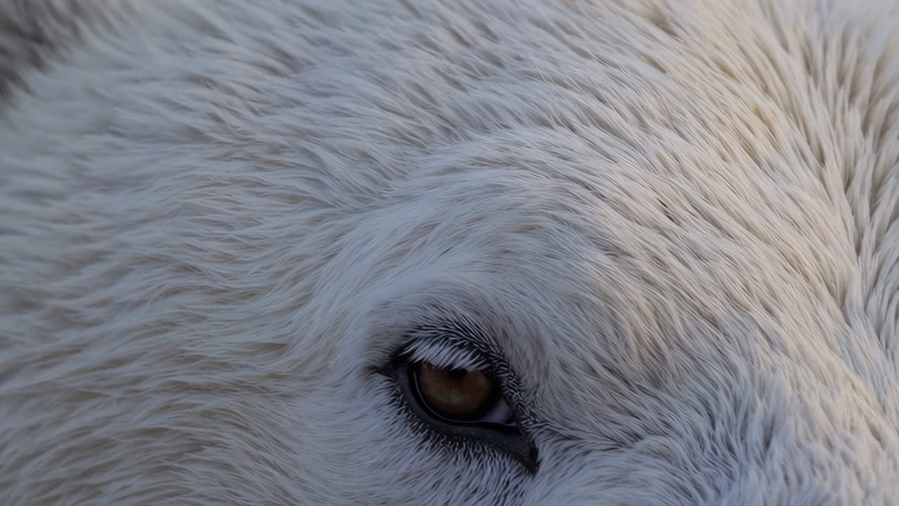 Close-up of a Polar Bear's Eye and Fur