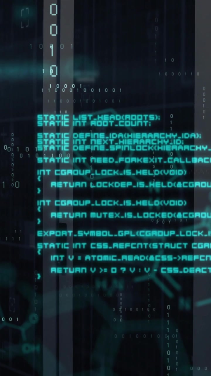 Animation of data processing and chemical formula over server room