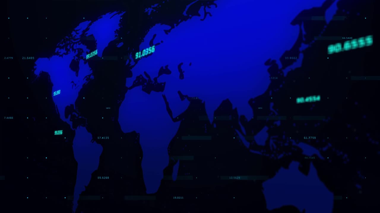 números que se elevan contra el mapa del mundo en el fondo