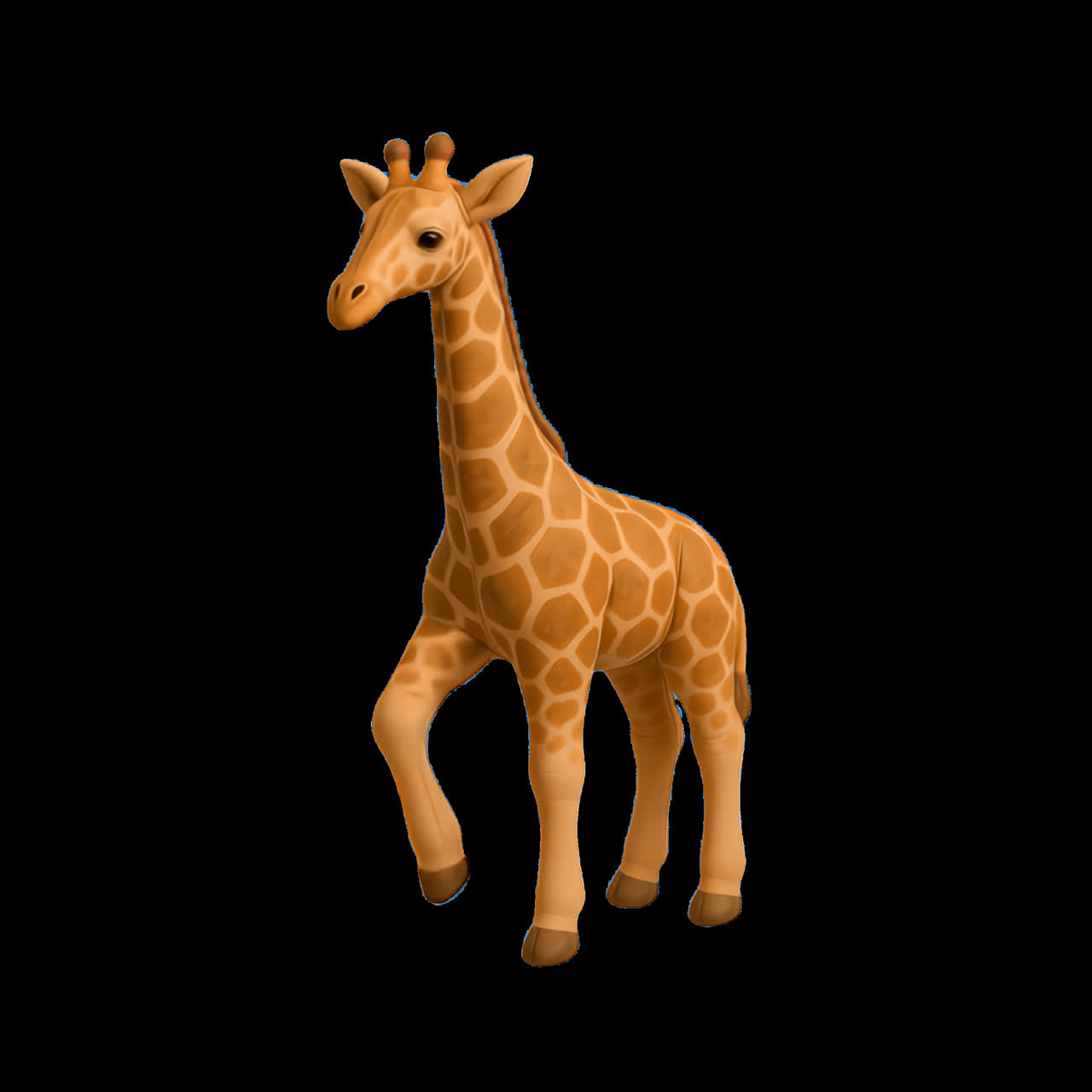 Ilustração de animação de brinquedo de girafa fofa isolada, vídeo em 4K transparente, canal alfa, ProRes