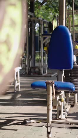 exercise equipment at an outdoor gym