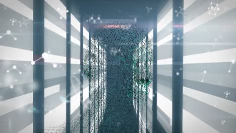animación del giro digital de la cabeza humana y procesamiento de datos
