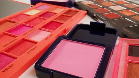 colorful makeup palettes and blushes