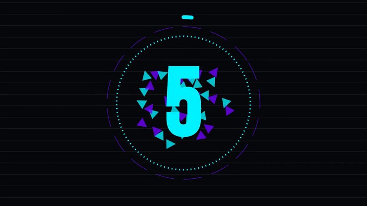 Digital Countdown Timer with Geometric Shapes and Circular Progress Bar