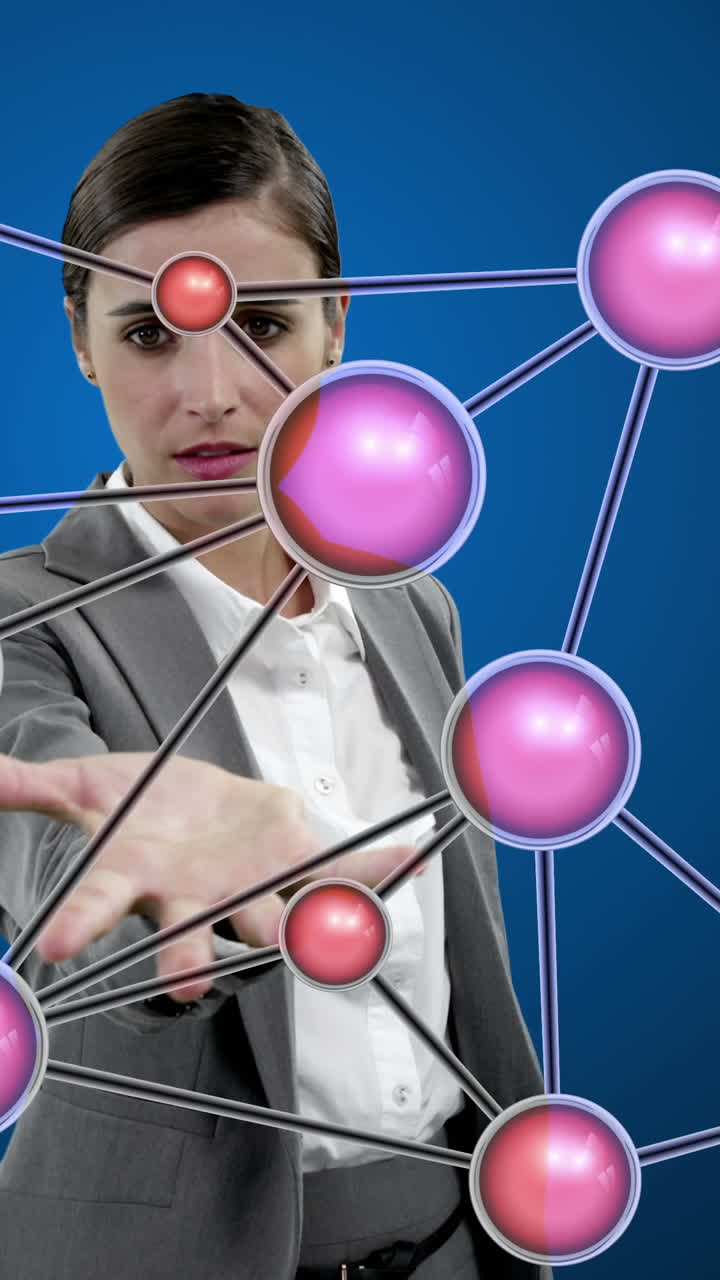 mujer de negocios con iconos generados digitalmente