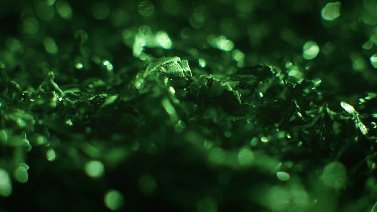 Emerald color metal fillings macro shot