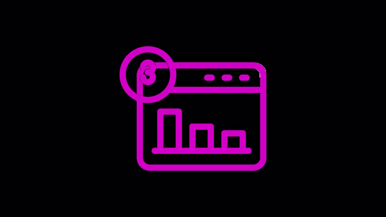 Animated Icon of Browser Window with Bar Chart and Number Notification