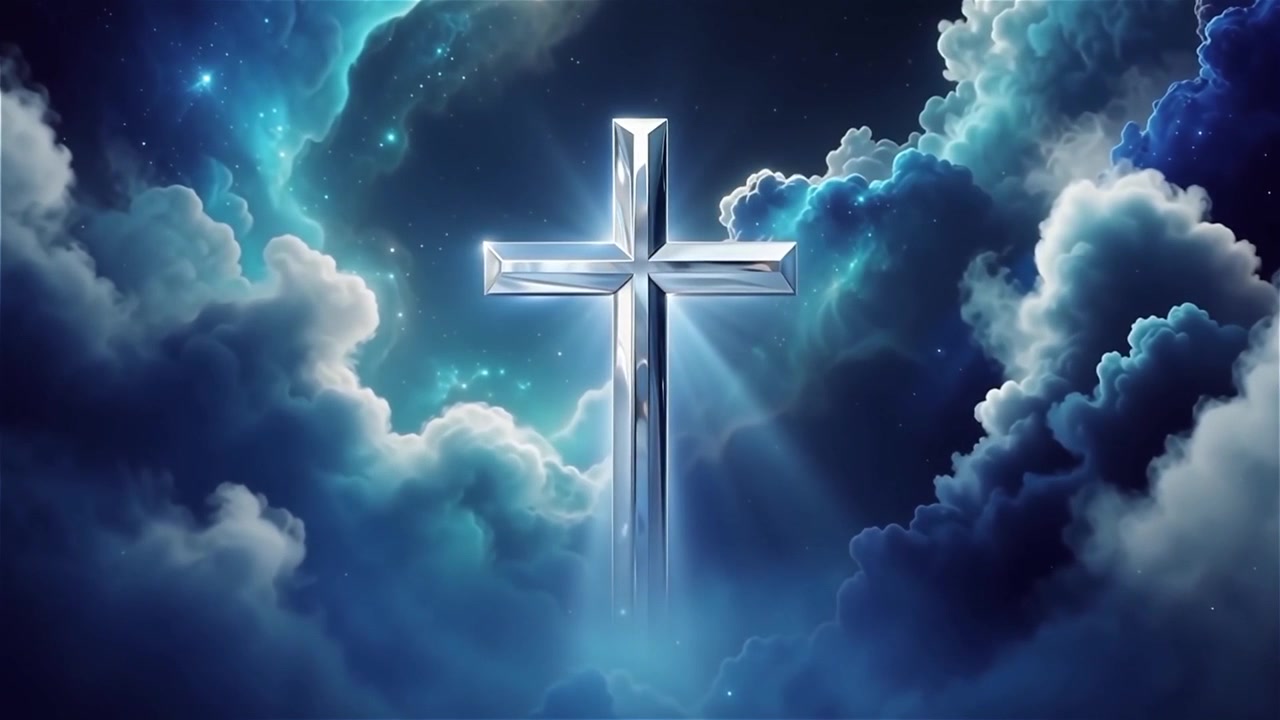 Christian Cross Heavenly Light Worship Background