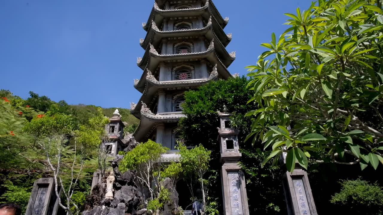 A Buddhist shrine at the Marble Mountains in Da Nang, Vietnam. The marble and limestone hills give a feeling of having genuine mountains right in one's neighborhood.