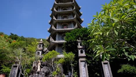 a buddhist shrine at the marble mountains in da nang, vietnam. the marble and limestone hills give a feeling of having genuine mountains right in one's neighborhood.