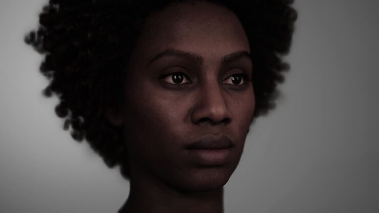 Retrato de primer plano de una hermosa mujer afroamericana