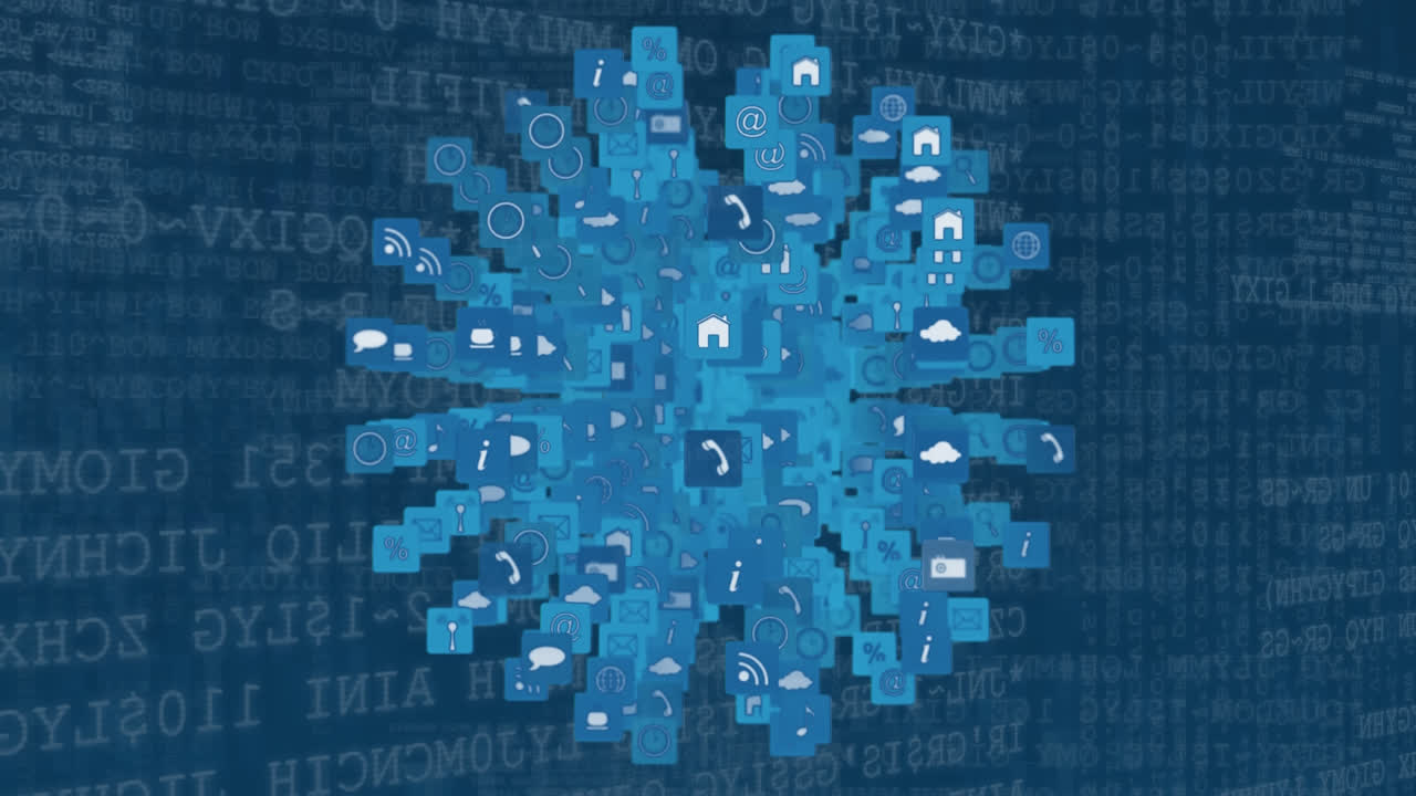 iconos y símbolos de internet en forma de esfera