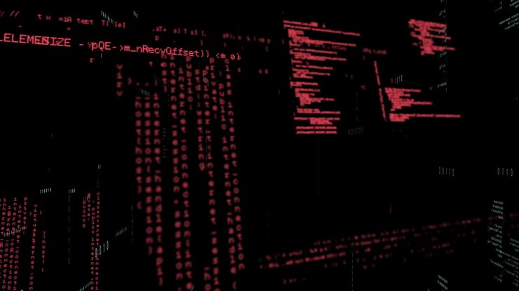 Animation of data processing on black background