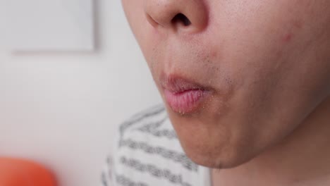 tasty sausage burger buns enjoyed by young asian male, red meat diet