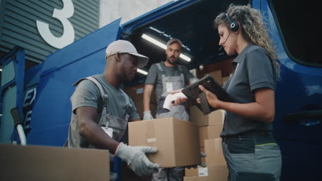 logistics team working at a delivery hub