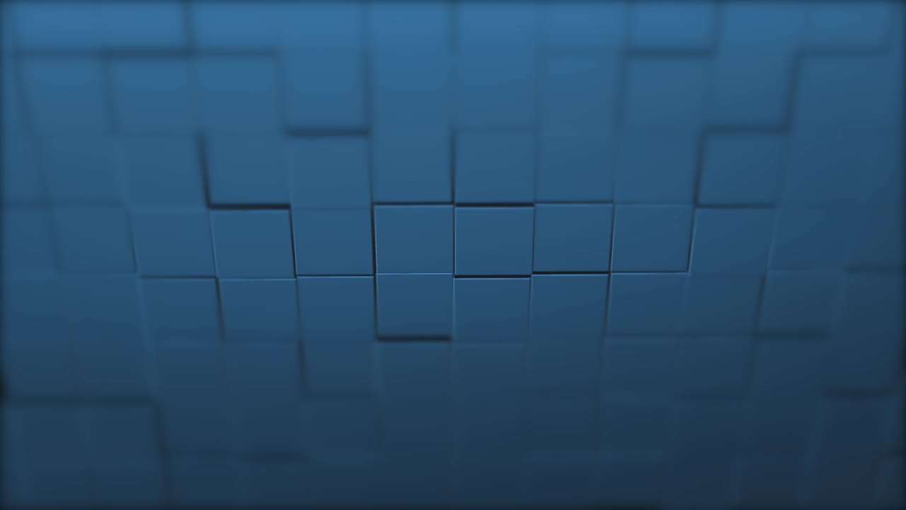 pared azul de cubos con una ligera inclinación hacia adelante está viniendo más adelante volviéndose recto.