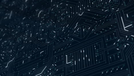 animación de una placa de circuitos de computadora sobre un fondo negro