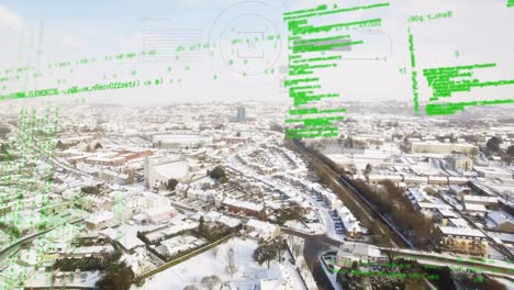 animación del procesamiento de datos sobre el paisaje urbano