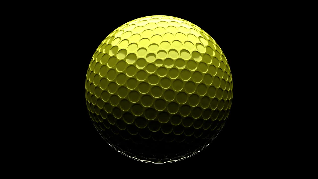 Palla da golf gialla isolata su sfondo nero