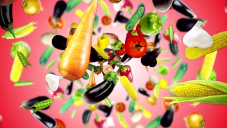 el fondo de las verduras que caen, con el canal alfa, bucle