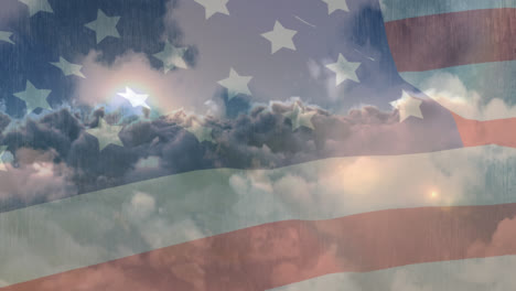 american flag and the sky