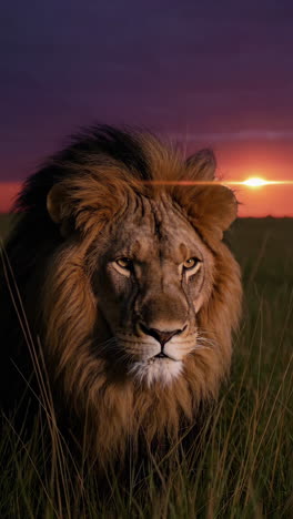 majestic lion at sunset