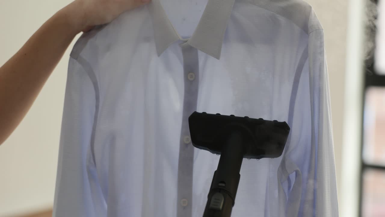Steaming a shirt