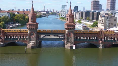 suburban train summer day east west berlin border river bridge germany