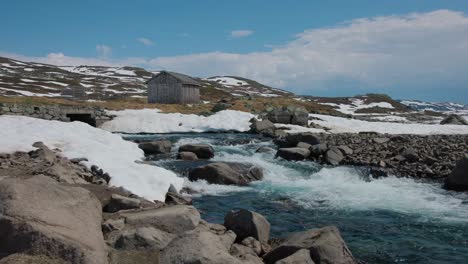 arctic mountains in northern norway at summer