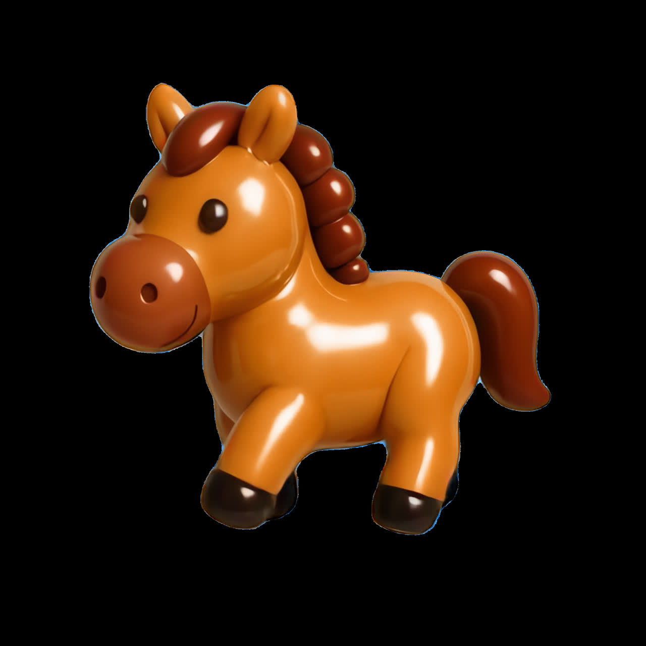 Cute cartoon toy horse animation isolated asset, transparent 4K video, alpha channel, ProRes 4444