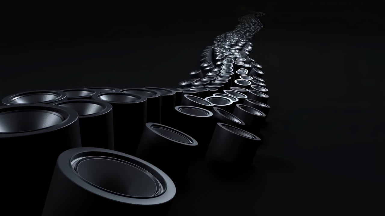 Abstract Path of Pulsing Speakers Creating a Dynamic Wave