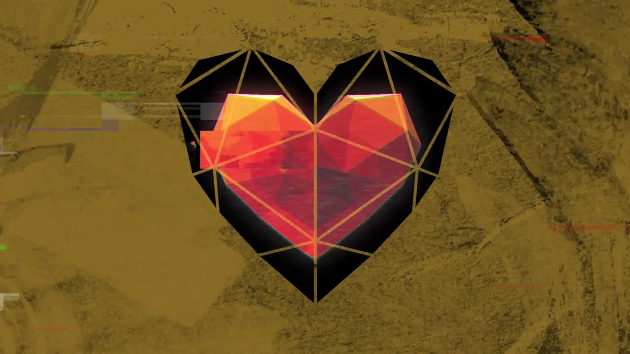 corazón facetado contra un fondo marrón con textura