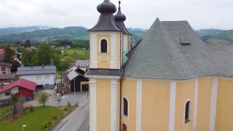 Drone-shot-of-the-architecture-of-buildings-in-Slovenska-Bistrica,-Slovenia