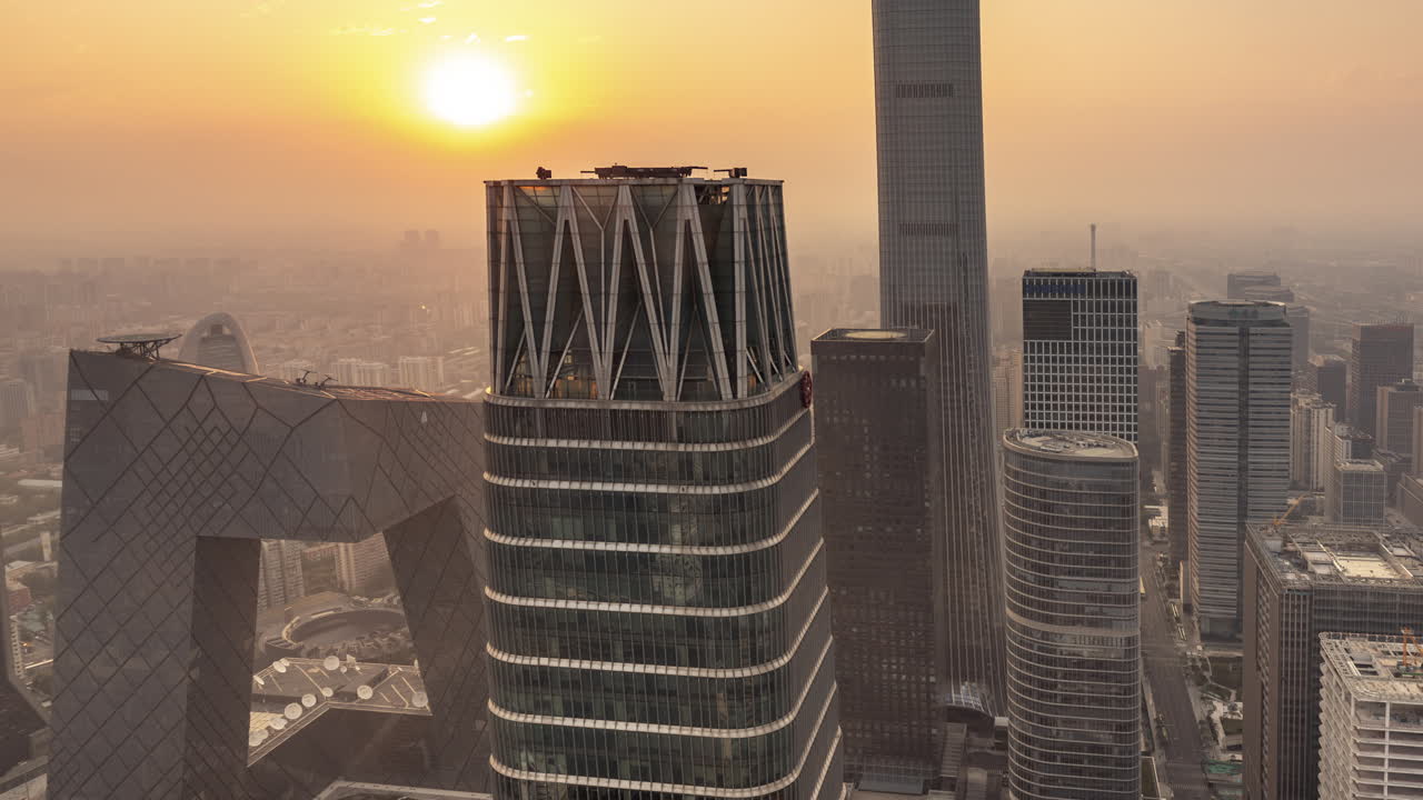 Timelapse of the Beijing city skyline from a high vantage point