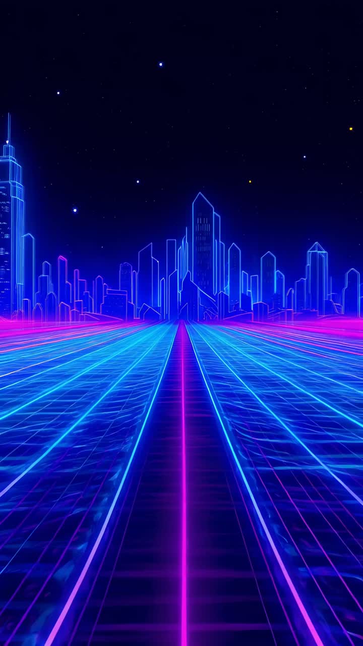 Retro-futuristico Sci-Fi Retrowave Griglia Neon 4K