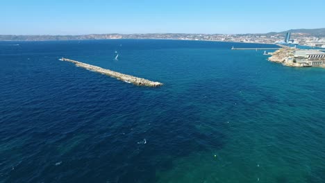 aerial of france, cote d'azur, menton, old city houses and sea in french riviera