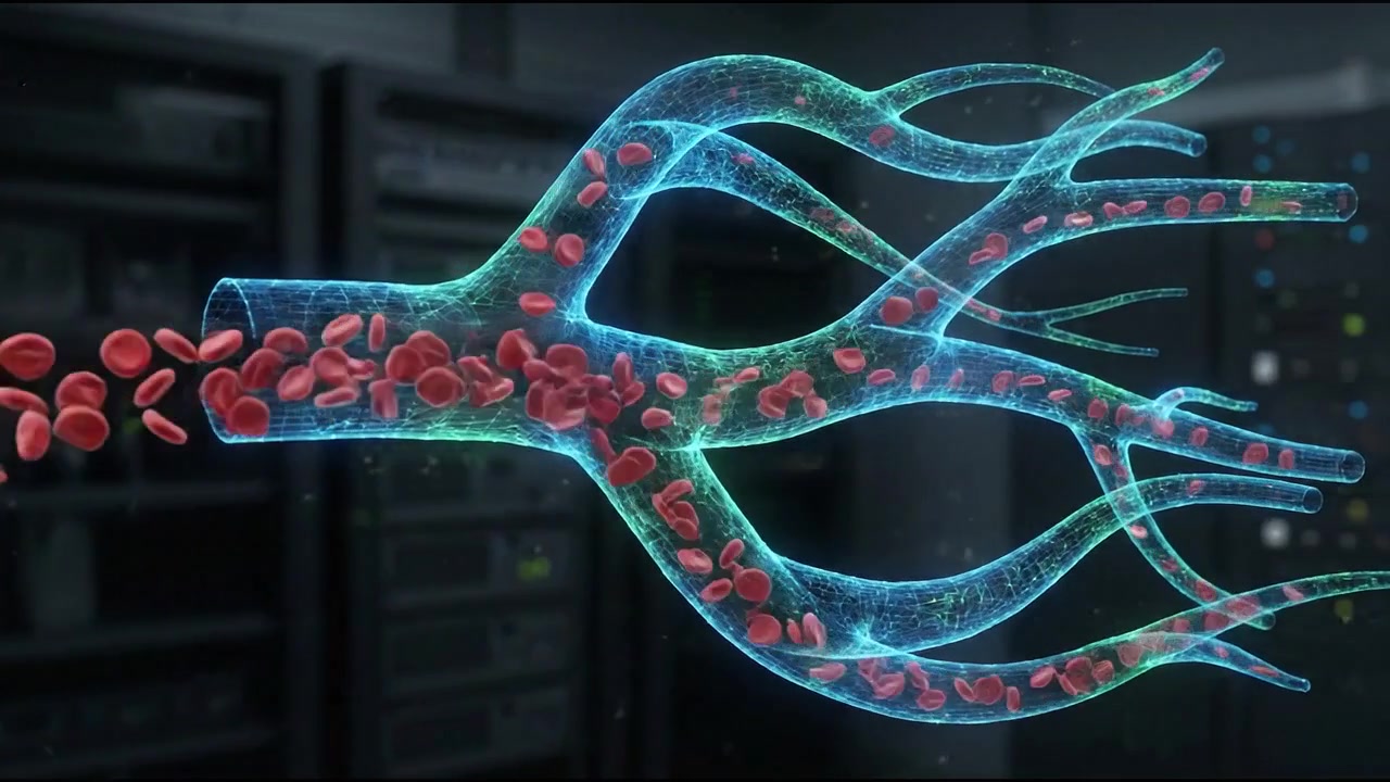 Ologramma medico 3D della ramificazione dei vasi sanguigni del sistema vascolare