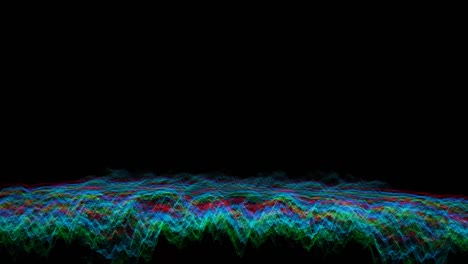 futuristische abstracte groene rode gloed roze en donkerblauwe vlieg panning golfvorm geluid audio muziek bal oscillatie, visualisatie golf technologie digitaal oppervlak
